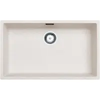 Pure.Sink Zand wit grote spoelbak 70x40cm onderbouw opbouw en vlakbouw met rvs plug 1208956404
