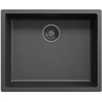 Pure.Sink Zwarte spoelbak 50x40cm onderbouw en opbouw met gun metal plug 1208968038