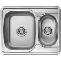 Loge RVS spoelbak, 1,5 bakken, inbouwmodel, keuken, 50x63 cm