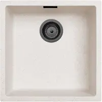 Pure.Sink Zand witte spoelbak 40x40cm onderbouw en opbouw met automatische gun metal plug 1208971929