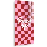 MuchoWow Glasschilderij 60x120 cm - Schilderij acrylglas - Pinky up - Geblokt - Bordeauxrood - Foto op glas - Muurdecoratie woonkamer - Wanddecoratie slaapkamer - Schilderijen