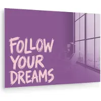 MuchoWow Glasschilderij 180x120 cm - Schilderij acrylglas - Follow your dreams - Paars - Penseeltextuur - Foto op glas - Muurdecoratie woonkamer - Wanddecoratie slaapkamer - Schilderijen