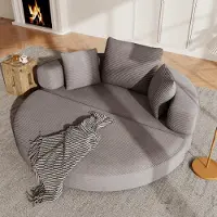 Merax 90x200cm gestoffeerd bed - met LED-verlichting en opbergruimte - grijs en walnootkleur - zonder matras