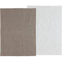Ladelle Line Theedoek 50 x 70 cm 2 stuks Taupe/White