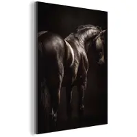 MuchoWow Aluminium schilderij 30x40 cm - Wanddecoratie metaal - Krachtig - Paard - Donker - Metalen muurdecoratie woonkamer - Decoratie industrieel - Foto op dibond - Industriële accessoires slaapkamer