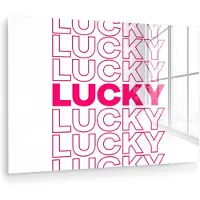 MuchoWow Glasschilderij 60x40 cm - Schilderij acrylglas - Lucky - Roze - Patroon - Foto op glas - Muurdecoratie woonkamer - Wanddecoratie slaapkamer - Schilderijen