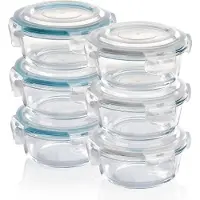 Famanu - Glazen vershoudbakjes – 6 x 400 ml – ovenschaal met deksels – rond – lucht- en vloeistofdichte containers