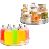 Famanu - Draaiplateau set 2 stuks 27 cm transparant kruidenrek koelkast