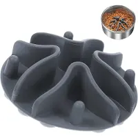 Famanu – Anti-schrokbak kat en honden - 10 x 10 x 3 cm - verwenning - spijsvertering - verstikkingsbescherming - grijs