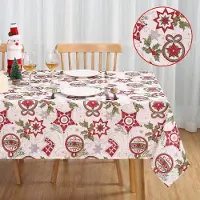 Famanu - Kerst tafelkleden waterbestendig tafelkleed extra groot rechthoekig tafelkleed Xmas wit kerstpatroon tafelkleed voor thuisfeest, 54...