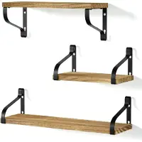 OEM Rustieke wandplanken - Set van 3 - zwart - decoratief
