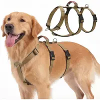 Famanu – Anti-trek hondenharnas, anti-trek, ontsnappingsbestendig harnas met eenvoudige handgreep, ontsnappingsbestendig verstelbaar vest voor middelgrote en grote honden, outdoor training en wandelen
