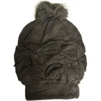 AWR Fashionable Warme Dames Muts / Beanie | Met Pom Pom - Zwart