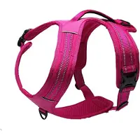 Famanu – Reflecterend hondentuig - verstelbaar - gaat trekken tegen - hondenharnas - duurzaam - van nylon - voor in de auto fuchsia - XS