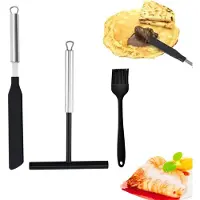 Markenlos - Crêpe Hark Beslagverdeler Set, 3 stuks pannenkoekenverdelers voor crêpes en galettes, spreider accessoires voor keuken en bakplaat, gelijkmatige verdeling