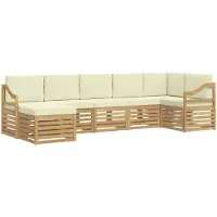 vidaXL Buiten bank set 7 pcs Wit en crèmekleurig