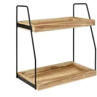 Famanu - Houten koffiestation organizer voor aanrecht met 2 lagen, stijlvolle opbergplank voor koffieaccessoires, kruiden en servies in keuken of kantoor