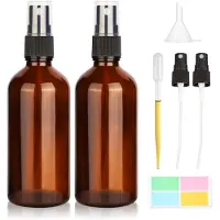 Famanu – Amberkleurige glazen spuitflessen set van 2 stuks, 100 ml, hervulbare fijne mist spuitflessen voor etherische oliën en parfums