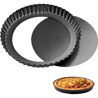 Famanu - Quichevorm 20 cm, taartvorm met hefbodem, voor vretjes, afneembare tarteletbasis, veiligheid taartbodem, bakvorm, fruitcakevorm, quiche vorm, taartbodemvorm (20 cm x 1, zwart)