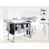Famanu - Pegasus 180 solide droogrek voor kleding, droogrek met 18 m drooglengte, droogrek voor lang wasgoed, sterk en stevig, design wasrek zwart