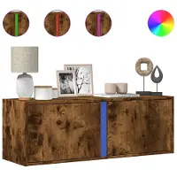 vidaXL Tv-wandmeubel met LED-verlichting 100x31x35 cm gerookt eiken