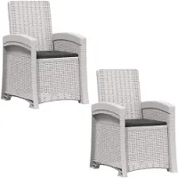 vidaXL Ligstoel Rieten Look 2 pcs Wit en antracietkleurig PP