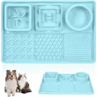 Famanu – Set Anti-Slip Likmat voor Honden en Katten - Slow Feeder Dog Bowl & Licking Mat - vermindering - Snuffelen & Training - Inclusief Spatel en Reinigingsborstel - BPA-vrij Silicone
