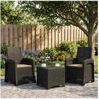 vidaXL Ligstoel Rieten Look 2 st Antracietkleurig en taupe PP