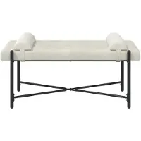 vidaXL Knopgestoffeerde Bank met Kussens Crèmekleurig 110 x 40 x 46 cm