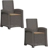 vidaXL Ligstoel Rieten Look 2 pcs Lichtgrijs en Taupe PP