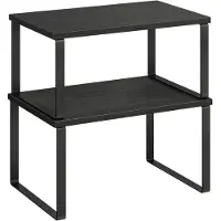 Famanu - Kruidenrek, set van 2, kastorganizer, uitbreidbaar keukenopbergrek, stapelbaar kruidenrek, metaal, bewerkt hout, inktzwart en boszwart KCS02B01