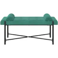 vidaXL Knopgestoffeerde Bank met Kussens Turquoise 110 x 40 x 46 cm