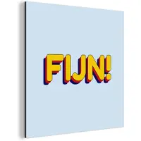 MuchoWow Aluminium schilderij 50x50 cm - Wanddecoratie metaal - Fijn - Geel - Oranje - Metalen muurdecoratie woonkamer - Decoratie industrieel - Foto op dibond - Industriële accessoires slaapkamer