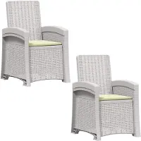 vidaXL Ligstoel Rieten Look 2 pcs Wit en crèmekleurig PP