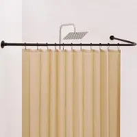 Famanu - L-vormige douchegordijnstang met plafondsteun, verstelbaar 61-134 × 61-134 cm, met 12 ringen