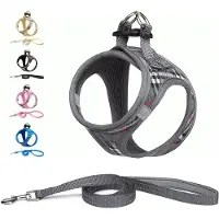 Famanu – Hondentuig Kleine honden met riem - anti-trektuig Reflecterend ademend borsttuig - puppytuig voor kleine - middelgrote honden (XS - Grijs geruit)