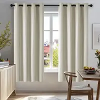 Famanu – Verduisterende gordijnen met ringen, kant-en-klaar thermische gordijnen voor slaapkamer en woonkamer, lichtbeige, 168 x 138 cm (set van 2