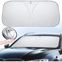 Famanu - Opvouwbare voorruitbeschermer 136 × 65 cm, warmte-isolerend en zonreflecterend – Zilver