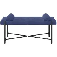 vidaXL Knopgestoffeerde Bank met Kussens Politieblauw 110 x 40 x 46 cm