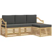 vidaXL Buiten bank set 4 st Wit en antracietkleurig Polyester