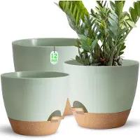 Famanu Zelfbewaterende Plantenpotten - eenvoudig in onderhoud - 3 stuks - groen - kunststof - 30,5/25,4/22,86 cm