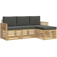 vidaXL Buiten bank set 4 st Wit en antracietkleurig Polyester