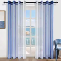 Famanu Gordijnen met Ingestanste Ringen - Decoratie voor Kinderkamer - Set van 2 - Blauw