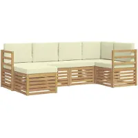 vidaXL Buiten bank set 6 st Wit en crèmekleurig Polyester