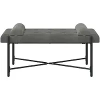 vidaXL Knopgestoffeerde Bank met Kussens Donkergrijs 110 x 40 x 46 cm