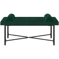 vidaXL Knopgestoffeerde Bank met Kussens Donkergroen 110 x 40 x 46 cm