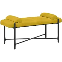 vidaXL Knopgestoffeerde Bank met Kussens Geel 110 x 40 x 46 cm fluweel
