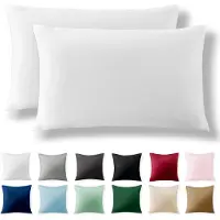 Famanu - Set van 2 kussenslopen 50 x 75 cm – 100% katoen met ykk-ritssluiting, superzachte kussensloop, kussenhoes, oeko-tex-standaard gecertificeerd, wit, alleen kussensloop