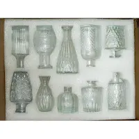 Famanu – Set 10 Stuks - Mini Glazen Vaasjes voor Bloemen - Decoratieve Bloemenvaasjes, Transparant Glas, 8-13 cm - Perfect voor Thuis, Bruiloft, en Tafeldecoratie