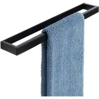 Famanu - Handdoekhouder zwart 40 cm, roestvrij staal SUS304, zonder boren, wandmontage badkamer of keuken